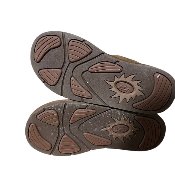 UGG Australia Mayfaire Chestnut Brown Leather & Sheepskin Zip Boots Size 7 - Picture 6 of 8